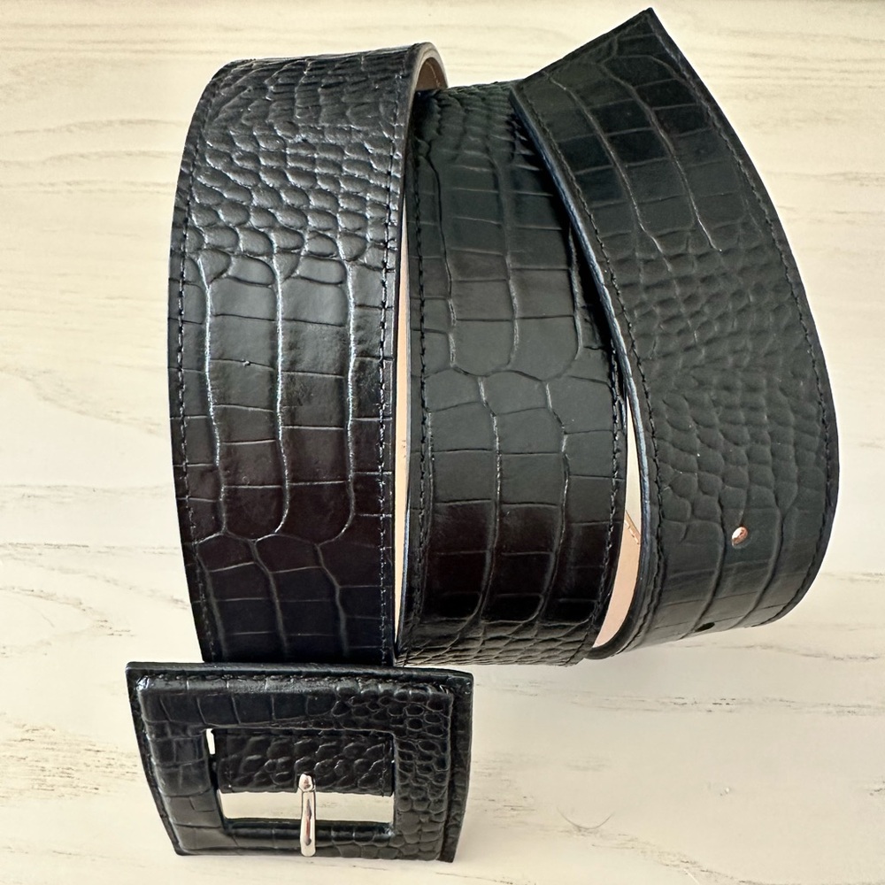 B-Low the Belt Black Crocodile Texture Belt